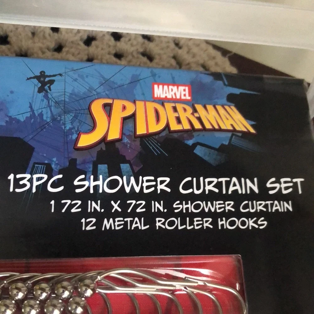 Marvel Spiderman Shower Curtain Set - Red, Blue, Yellow